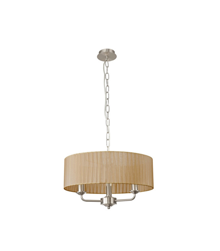 Banyan 3 Light Multi Arm Pendant With 45cm x 15cm Organza Shade Satin Nickel/Soft Bronze-4
