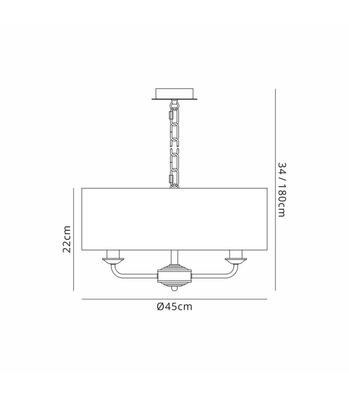 Banyan 3 Light Multi Arm Pendant With 45cm x 15cm Organza Shade Satin Nickel/Grey-3