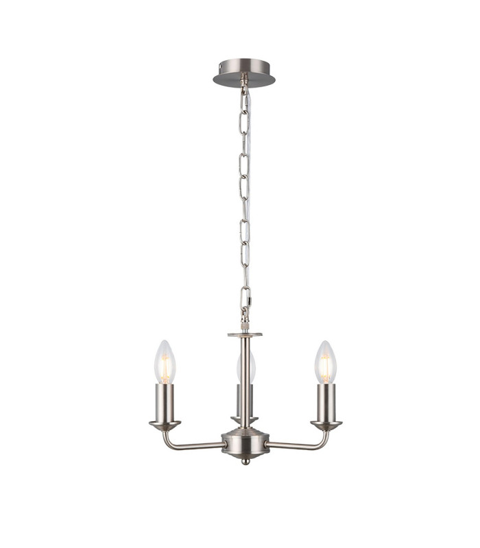 Banyan 3 Light Multi Arm Pendant With 45cm x 15cm Organza Shade Satin Nickel/Grey-7