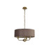 Banyan 3 Light Multi Arm Pendant With 45cm x 15cm Faux Silk Fabric Shade Champagne Gold/Grey-4