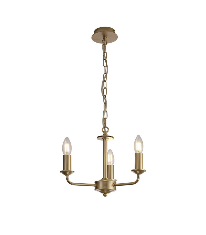 Banyan 3 Light Multi Arm Pendant With 45cm x 15cm Faux Silk Fabric Shade Champagne Gold/Grey-5