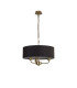 Banyan 3 Light Multi Arm Pendant With 45cm x 15cm Faux Silk Fabric Shade Champagne Gold/Black-4