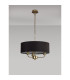 Banyan 3 Light Multi Arm Pendant With 45cm x 15cm Faux Silk Fabric Shade Champagne Gold/Black-11