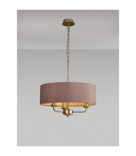 Banyan 3 Light Multi Arm Pendant With 45cm x 15cm Dual Faux Silk Fabric Shade Champagne Gold/Taupe-2