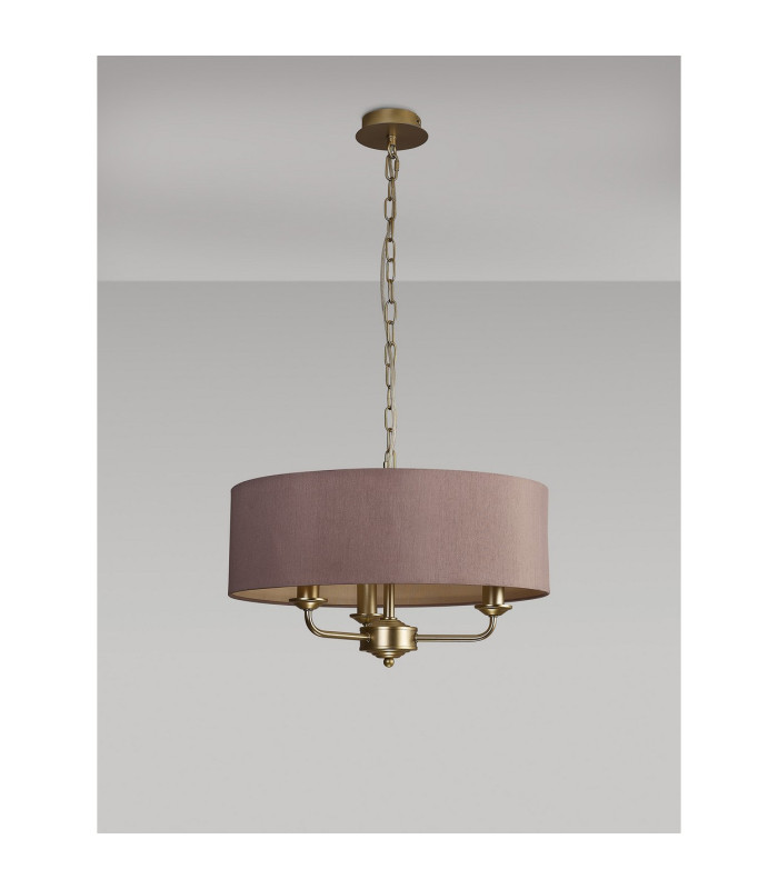 Banyan 3 Light Multi Arm Pendant With 45cm x 15cm Dual Faux Silk Fabric Shade Champagne Gold/Taupe-11