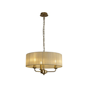 Banyan 3 Light Multi Arm Pendant With 45cm x 15cm Organza Shade Champagne Gold/Cream-1