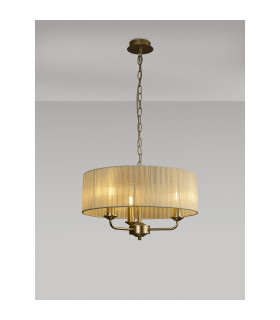 Banyan 3 Light Multi Arm Pendant With 45cm x 15cm Organza Shade Champagne Gold/Cream-2