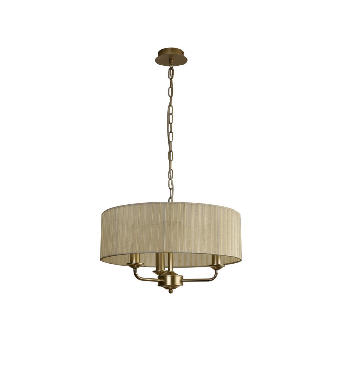 Banyan 3 Light Multi Arm Pendant With 45cm x 15cm Organza Shade Champagne Gold/Cream-4