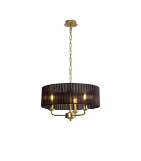 Banyan 3 Light Multi Arm Pendant With 45cm x 15cm Organza Shade Champagne Gold/Black-1