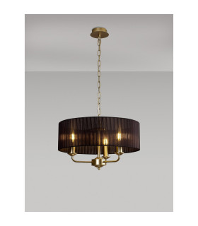 Banyan 3 Light Multi Arm Pendant With 45cm x 15cm Organza Shade Champagne Gold/Black-2