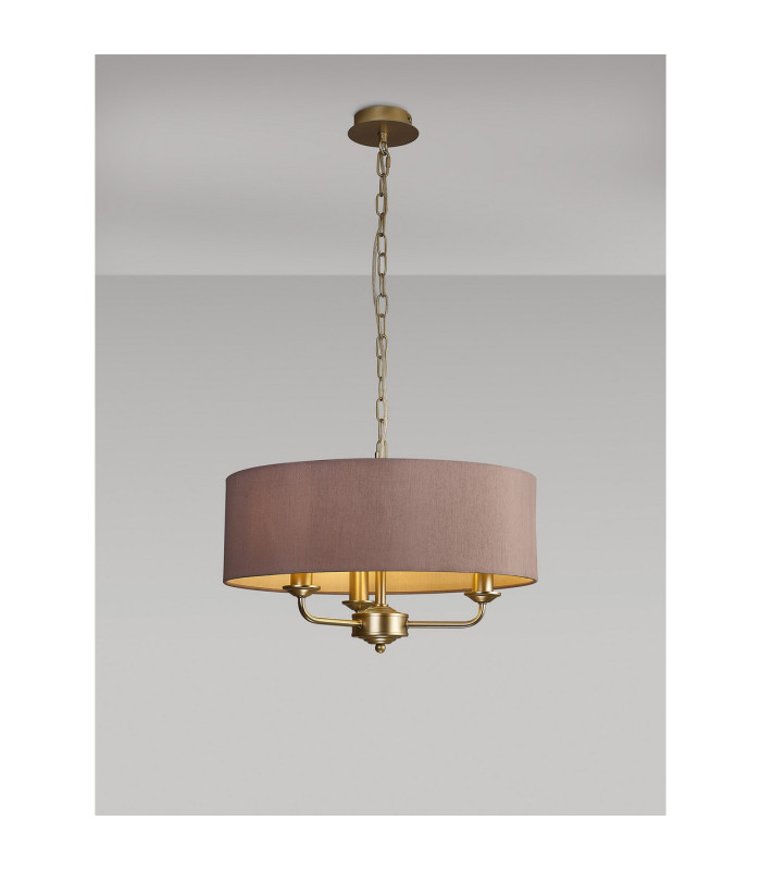 Banyan 3 Light Multi Arm Pendant With 45cm x 15cm Dual Faux Silk Fabric Shade Champagne Gold/Taupe-2