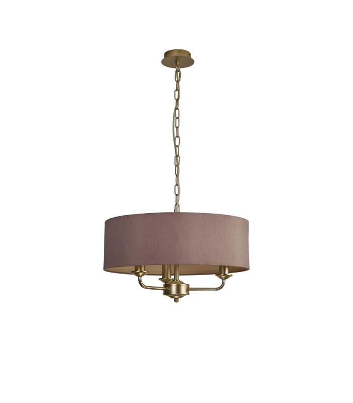 Banyan 3 Light Multi Arm Pendant With 45cm x 15cm Dual Faux Silk Fabric Shade Champagne Gold/Taupe-4