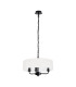 Banyan 3 Light Multi Arm Pendant With 45cm x 15cm Faux Silk Fabric Shade Matt Black/White-4