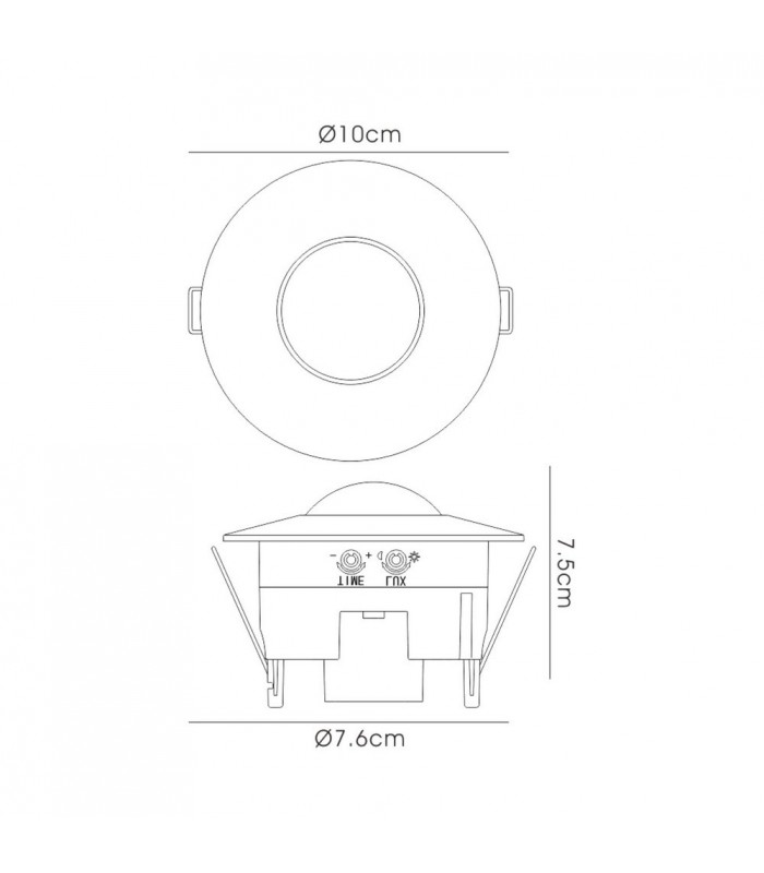 Flush Mounted IP20 6m PIR Detector 360 Deg with Adjustable Time And Lux Level White - 3