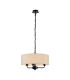 Banyan 3 Light Multi Arm Pendant With 45cm x 15cm Faux Silk Fabric Shade Matt Black/Ivory Pearl-1
