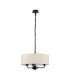 Banyan 3 Light Multi Arm Pendant With 45cm x 15cm Faux Silk Fabric Shade Matt Black/Ivory Pearl-4