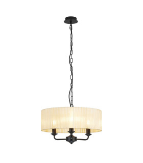 Banyan 3 Light Multi Arm Pendant With 45cm x 15cm Organza Shade Matt Black/Cream-1