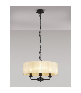 Banyan 3 Light Multi Arm Pendant With 45cm x 15cm Organza Shade Matt Black/Cream-2