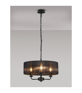 Banyan 3 Light Multi Arm Pendant With 45cm x 15cm Organza Shade Matt Black/Black-2