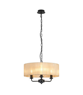 Banyan 3 Light Multi Arm Pendant With 45cm x 15cm Organza Shade Matt Black/Soft Bronze-1
