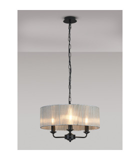 Banyan 3 Light Multi Arm Pendant With 45cm x 15cm Organza Shade Matt Black/Grey-2