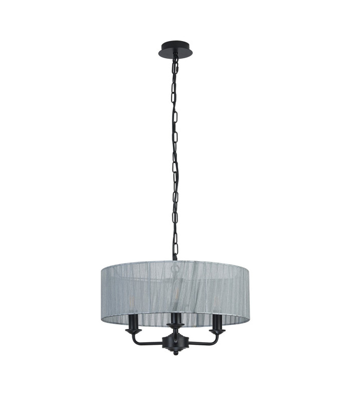 Banyan 3 Light Multi Arm Pendant With 45cm x 15cm Organza Shade Matt Black/Grey-4