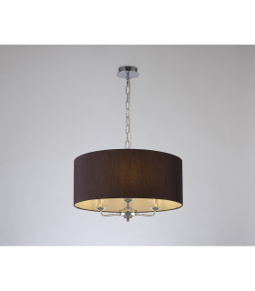 Banyan 3 Light Multi Arm Pendant E14 Polished Chrome With 50cm x 20cm Faux Silk Shade Black/White Laminate-2