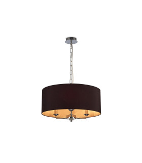 Banyan 3 Light Multi Arm Pendant E14 Polished Chrome With 50cm x 20cm Dual Faux Silk Shade Black/Green Olive-1