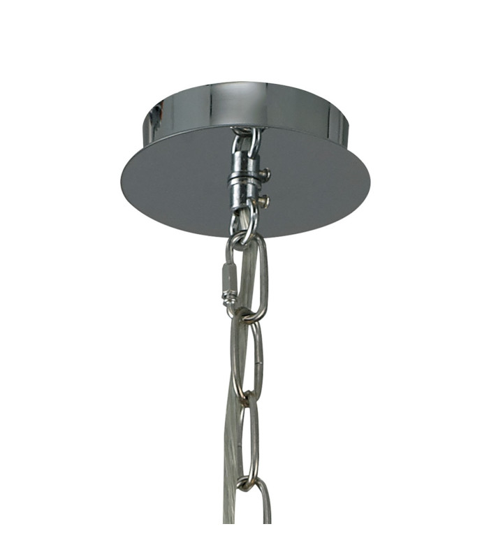 Banyan 3 Light Multi Arm Pendant E14 Polished Chrome With 50cm x 20cm Faux Silk Shade Black/White Laminate-5