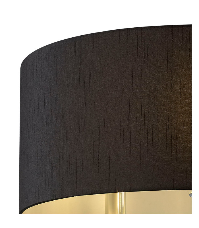 Banyan 3 Light Multi Arm Pendant E14 Polished Chrome With 50cm x 20cm Faux Silk Shade Black/White Laminate-7