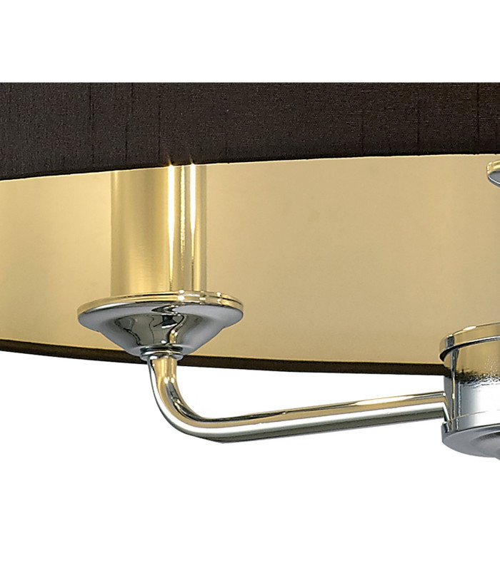 Banyan 3 Light Multi Arm Pendant E14 Polished Chrome With 50cm x 20cm Faux Silk Shade Black/White Laminate-9
