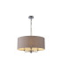 Banyan 3 Light Multi Arm Pendant E14 Polished Chrome With 50cm x 20cm Faux Silk Shade Grey/White Laminate-1