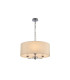 Banyan 3 Light Multi Arm Pendant E14 Polished Chrome With 50cm x 20cm Faux Silk Shade Ivory Pearl/White Laminate-1