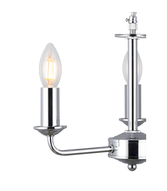 Banyan 3 Light Multi Arm Pendant E14 Polished Chrome With 50cm x 20cm Faux Silk Shade Black/White Laminate-11