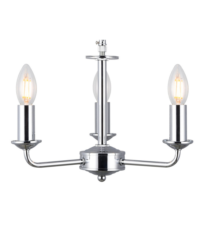 Banyan 3 Light Multi Arm Pendant E14 Polished Chrome With 50cm x 20cm Dual Faux Silk Shade Raw Cocoa/Grecian Bronze-5
