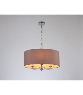 Banyan 3 Light Multi Arm Pendant E14 Polished Chrome With 50cm x 20cm Dual Faux Silk Shade Taupe/Halo Gold-2
