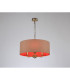 Banyan 3 Light Multi Arm Pendant E14 Antique Brass With 50cm x 20cm Dual Faux Silk Shade Antique Gold/Ruby-2