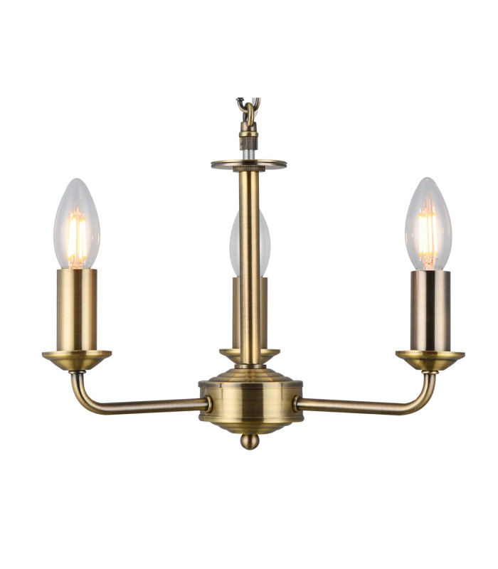 Banyan 3 Light Multi Arm Pendant E14 Antique Brass With 50cm x 20cm Dual Faux Silk Shade Black/Green Olive-5
