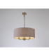 Banyan 3 Light Multi Arm Pendant E14 Antique Brass With 50cm x 20cm Faux Silk Shade Grey/White Laminate-2