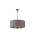 Banyan 3 Light Multi Arm Pendant E14 Antique Brass With 50cm x 20cm Faux Silk Shade Grey/White Laminate-4