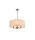Banyan 3 Light Multi Arm Pendant E14 Antique Brass With 50cm x 20cm Faux Silk Shade Ivory Pearl/White Laminate-1