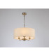 Banyan 3 Light Multi Arm Pendant E14 Antique Brass With 50cm x 20cm Faux Silk Shade Ivory Pearl/White Laminate-2