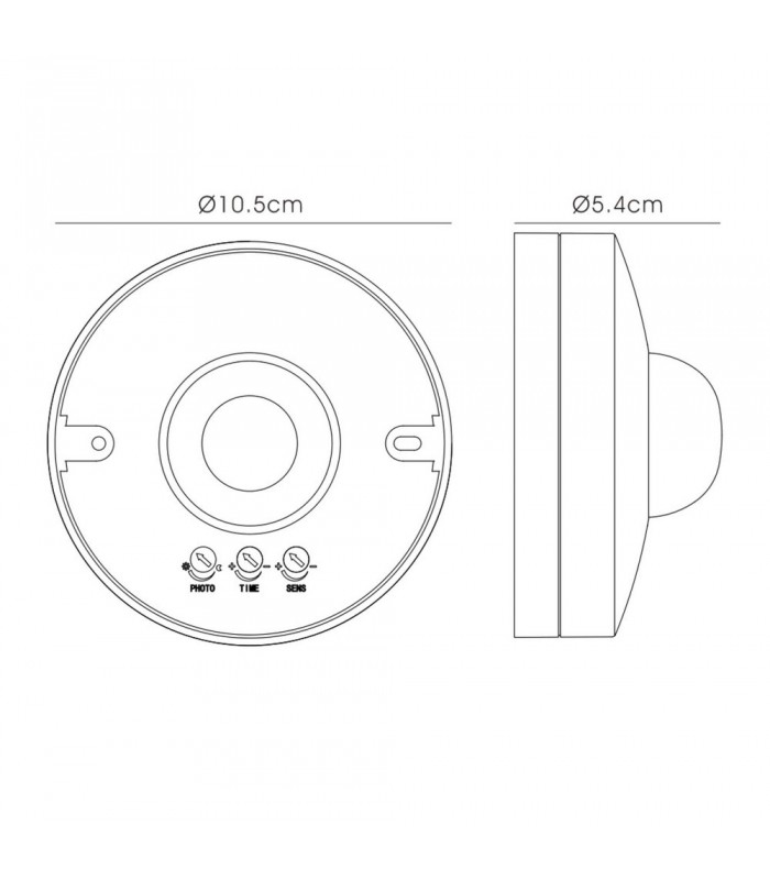 Surface Mounted IP20 6m 360 Deg PIR Sensor with Adjustable Time And Lux Level White - 3