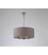 Banyan 3 Light Multi Arm Pendant E14 Antique Brass With 50cm x 20cm Faux Silk Shade Grey/White Laminate-11