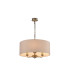 Banyan 3 Light Multi Arm Pendant E14 Antique Brass With 50cm x 20cm Dual Faux Silk Shade Nude Beige/Moonlight-1