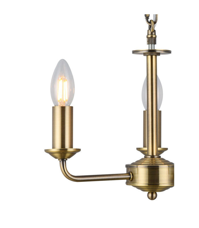 Banyan 3 Light Multi Arm Pendant E14 Antique Brass With 50cm x 20cm Dual Faux Silk Shade Nude Beige/Moonlight-6