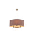 Banyan 3 Light Multi Arm Pendant E14 Antique Brass With 50cm x 20cm Dual Faux Silk Shade Taupe/Halo Gold-1