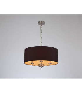 Banyan 3 Light Multi Arm Pendant E14 Satin Nickel With 50cm x 22cm Dual Faux Silk Shade Black/Green Olive-2