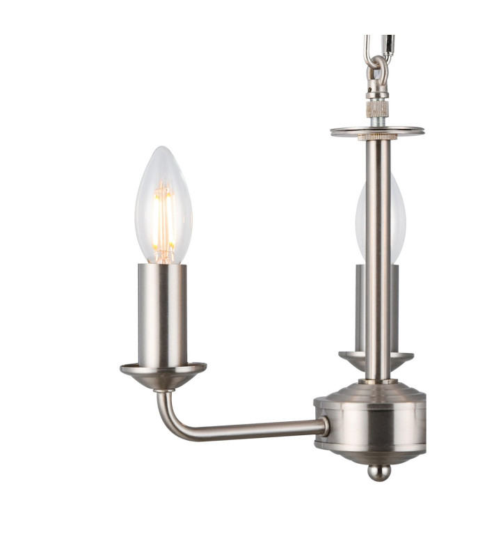 Banyan 3 Light Multi Arm Pendant E14 Satin Nickel With 50cm x 22cm Dual Faux Silk Shade Black/Green Olive-6
