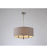 Banyan 3 Light Multi Arm Pendant E14 Satin Nickel With 50cm x 22cm Faux Silk Shade Grey/White Laminate-2